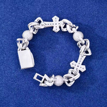 Cargar imagen en el visor de la galería, Pulsera Cubana Cruces PLata Ley 925-Moissanitas
