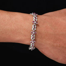 Cargar imagen en el visor de la galería, Pulsera cubana 4 puntas Moissanitas-Plata Ley 925
