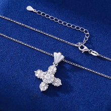 Cargar imagen en el visor de la galería, Dije Cruz + collar sencillo Plata Ley 925-Moissanitas
