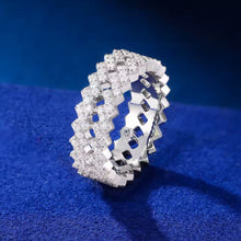 Cargar imagen en el visor de la galería, Anillo Tennis Doble Plata Ley 925-Moissanitas
