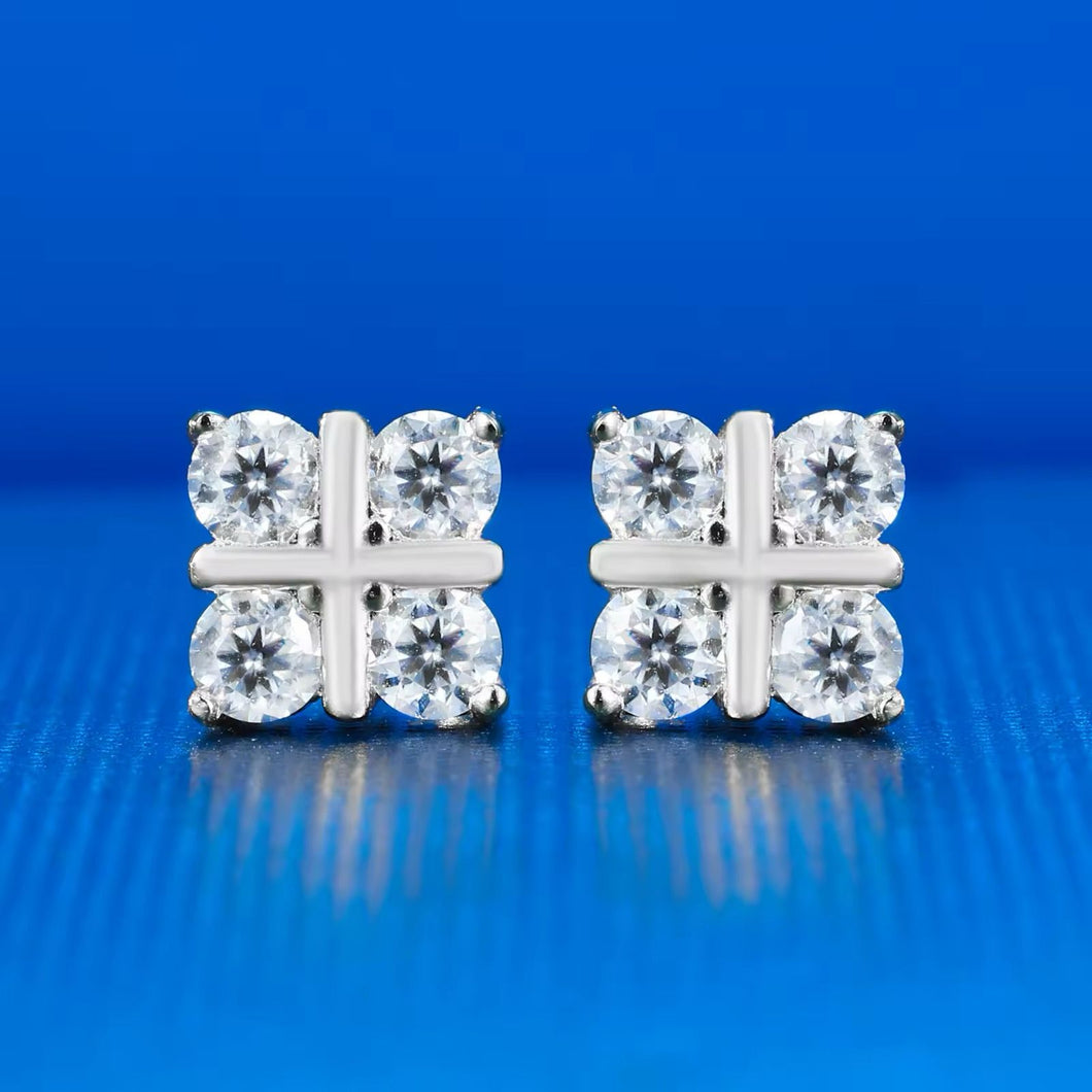 Aretes Moissanitas-Plata Ley 925