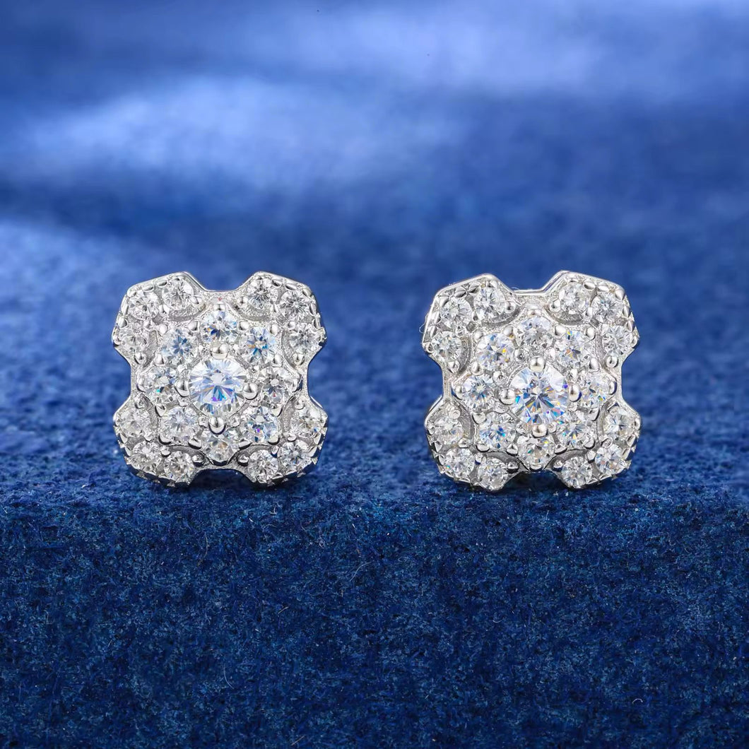 Aretes Moissanitas-Plata Ley 925