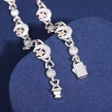 Cargar imagen en el visor de la galería, Cadena Luna Estrella Plata Ley 925-Moissanitas
