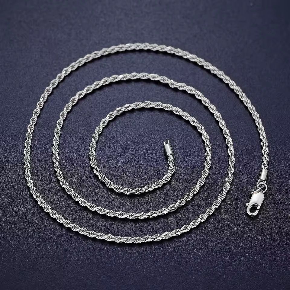 Cadena Tejido Lazo Plata Ley 925 2.5mm