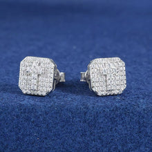 Cargar imagen en el visor de la galería, Aretes Cruz Cuadro Plata Ley 925-Moissanitas
