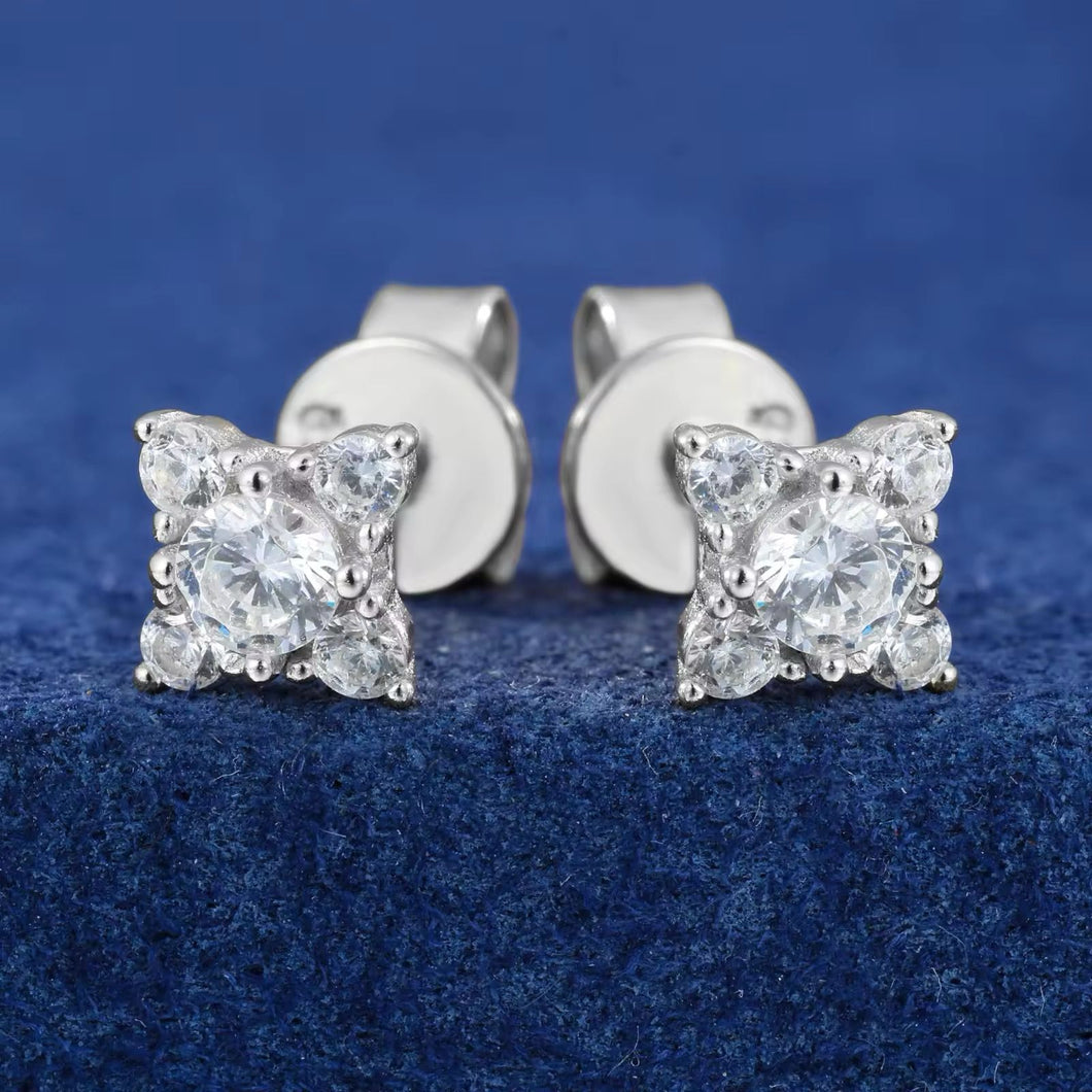 Aretes Moissanitas-Plata Ley 925