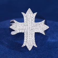 Cargar imagen en el visor de la galería, Anillo Cruz Plata Ley 925-Moissanitas

