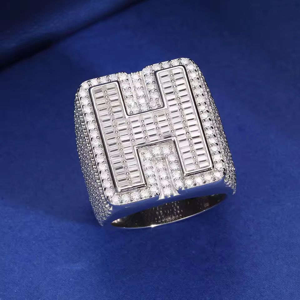 Anillo Inicial Personalizada Plata Ley 925-Moissanitas