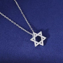 Cargar imagen en el visor de la galería, Collar + Dije Estrella De David Plata Ley 925-Moissanitas
