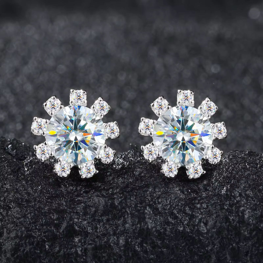 Aretes Moissanitas-Plata Ley 925
