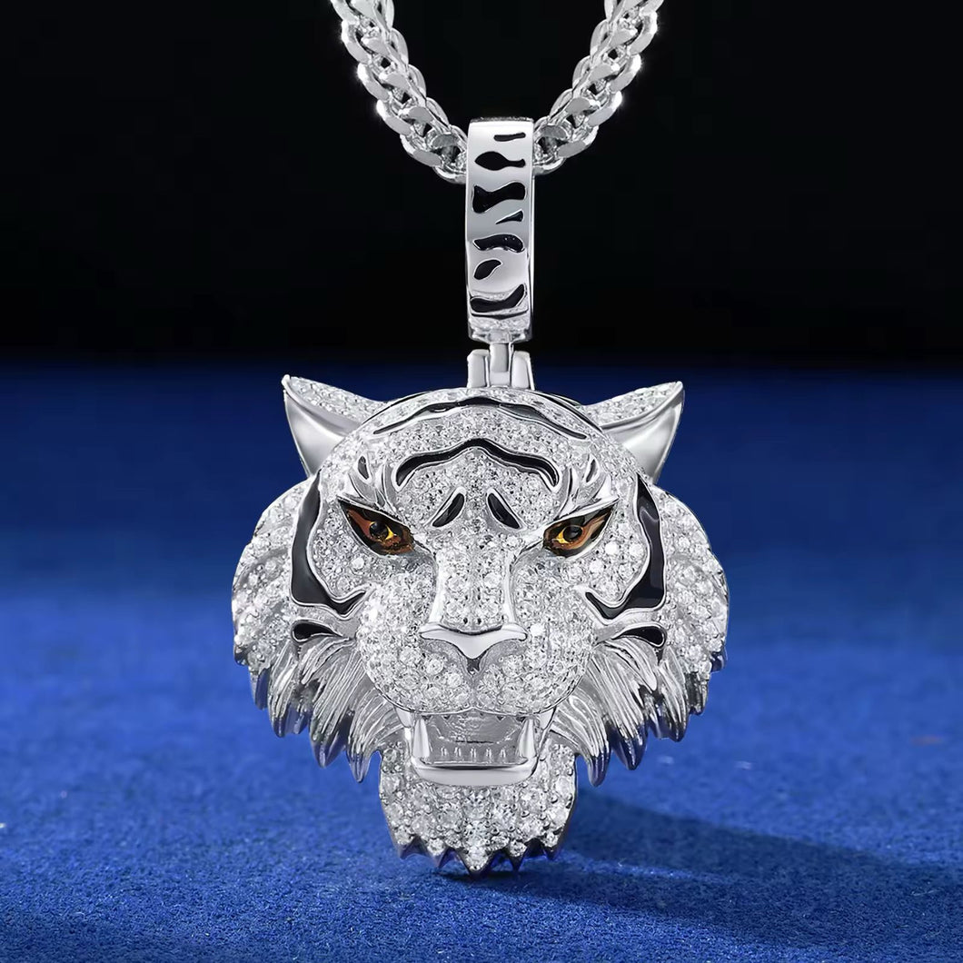 Dije tigre Moissanitas-Plata Ley 925
