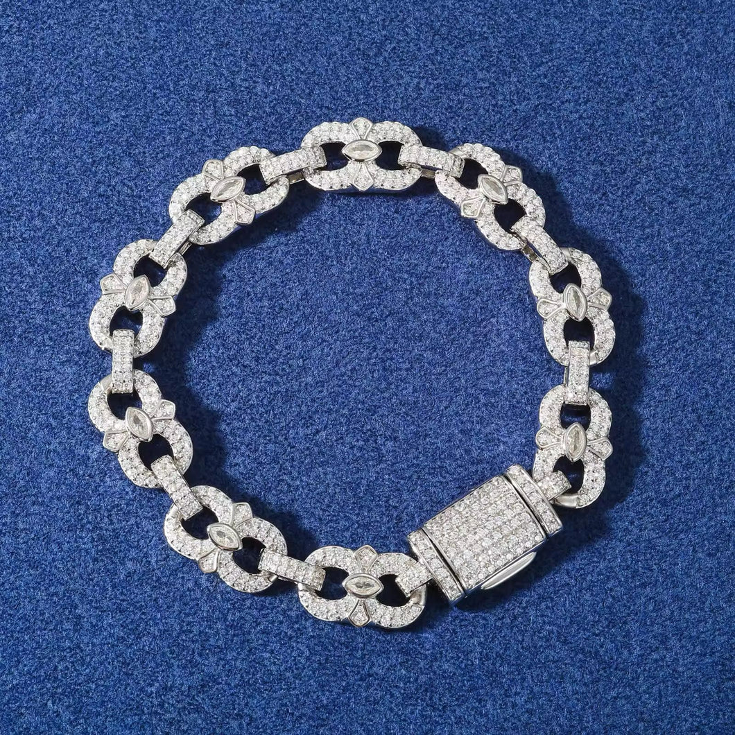 Pulsera Cubana Moissanitas-Plata Ley 925