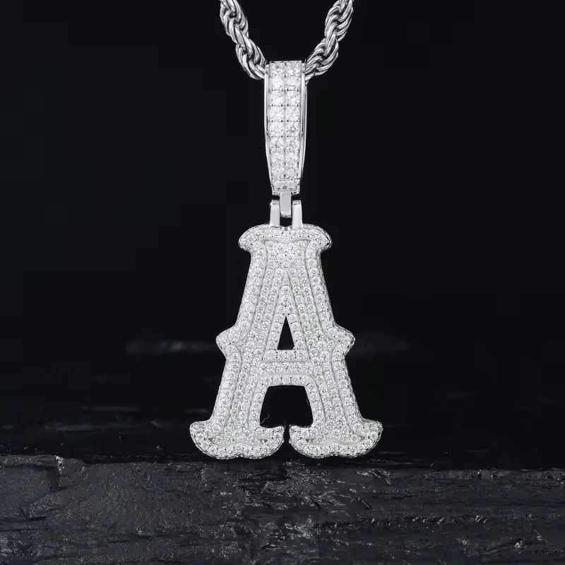 Dije Letra Inicial Moissanitas-Plata Ley 925
