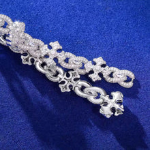 Cargar imagen en el visor de la galería, Pulsera Cubana Infinitos Cruz Plata Ley 925-Moissanitas
