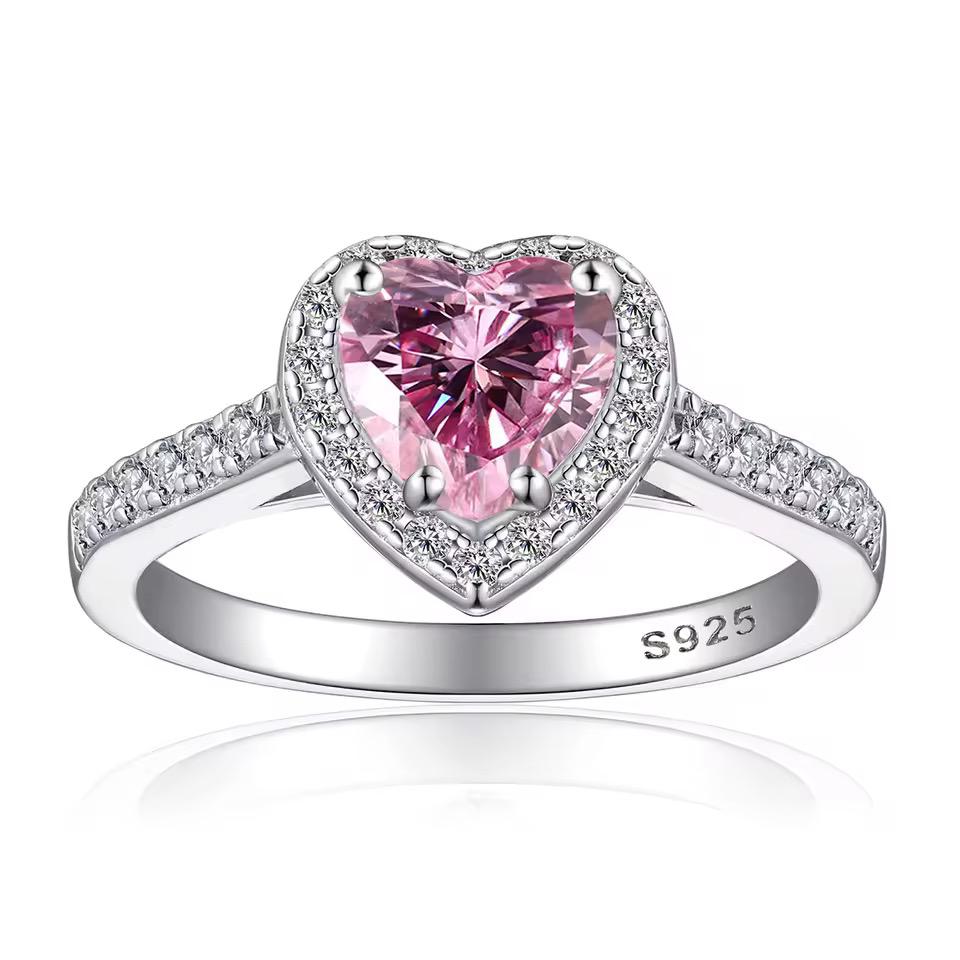 Anillo Solitario Corazón Plata Ley 925-Moissanitas