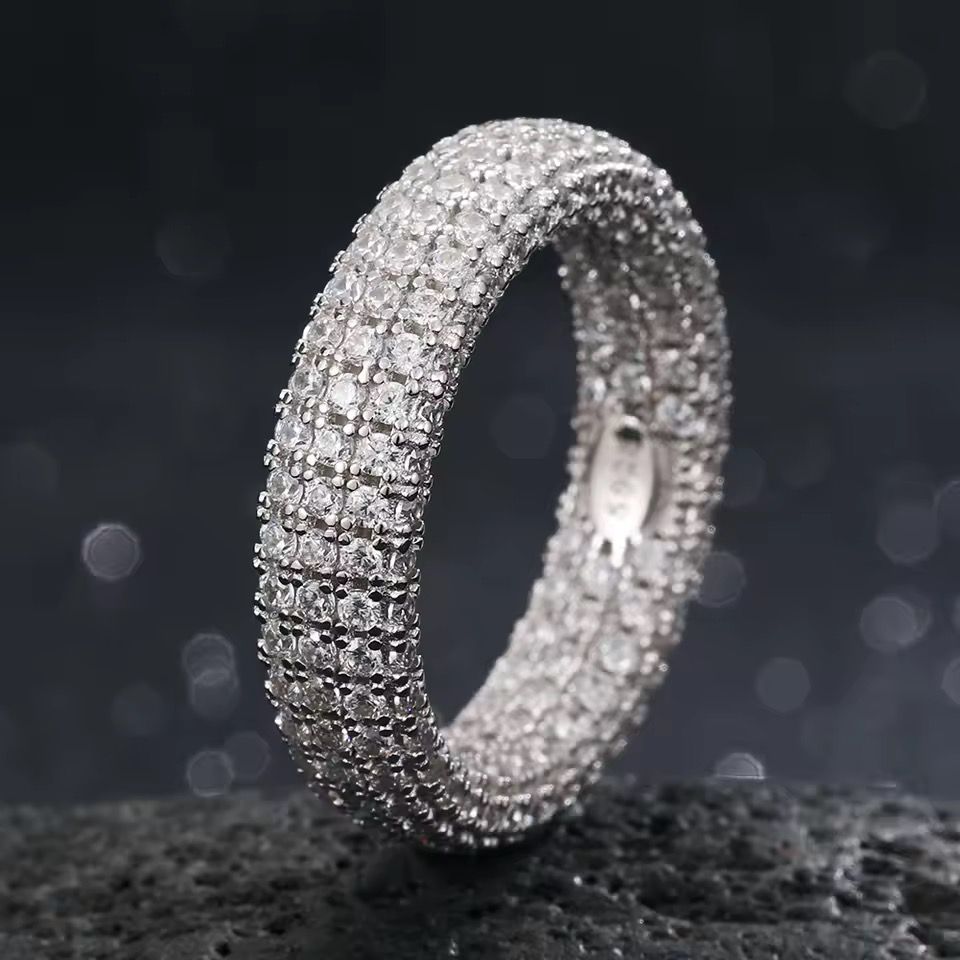 Anillo Argolla Plata Ley 925-Moissanitas