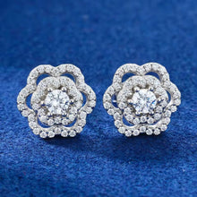 Cargar imagen en el visor de la galería, Aretes Rosa Plata Ley 925-Moissanitas
