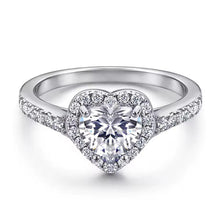 Cargar imagen en el visor de la galería, Anillo Solitario Corazón Plata Ley 925-Moissanitas
