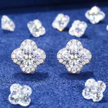 Cargar imagen en el visor de la galería, Aretes Trébol Plata Ley 925-Moissanitas
