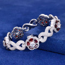 Cargar imagen en el visor de la galería, Pulsera Cubana Flor-Infinitos Plata Ley 925-Moissanitas
