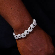 Cargar imagen en el visor de la galería, Pulsera Cubana Hojas Plata Ley 925-Moissanitas
