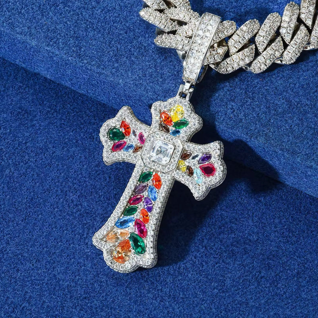 Dije Cruz Moissanitas-Plata Ley 925