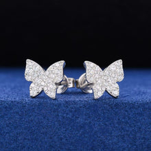 Cargar imagen en el visor de la galería, Aretes Mariposa Moissanitas-Plata ley 925
