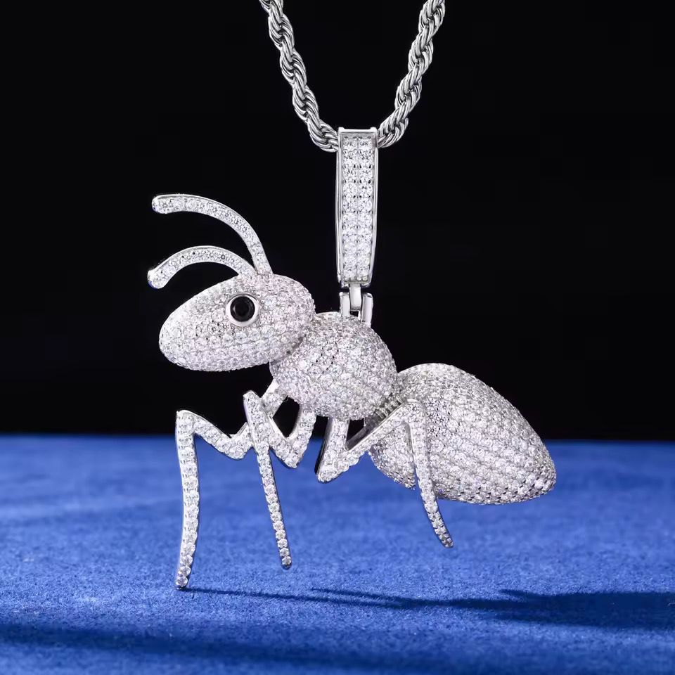 Dije Hormiga Plata Ley 925-Moissanitas