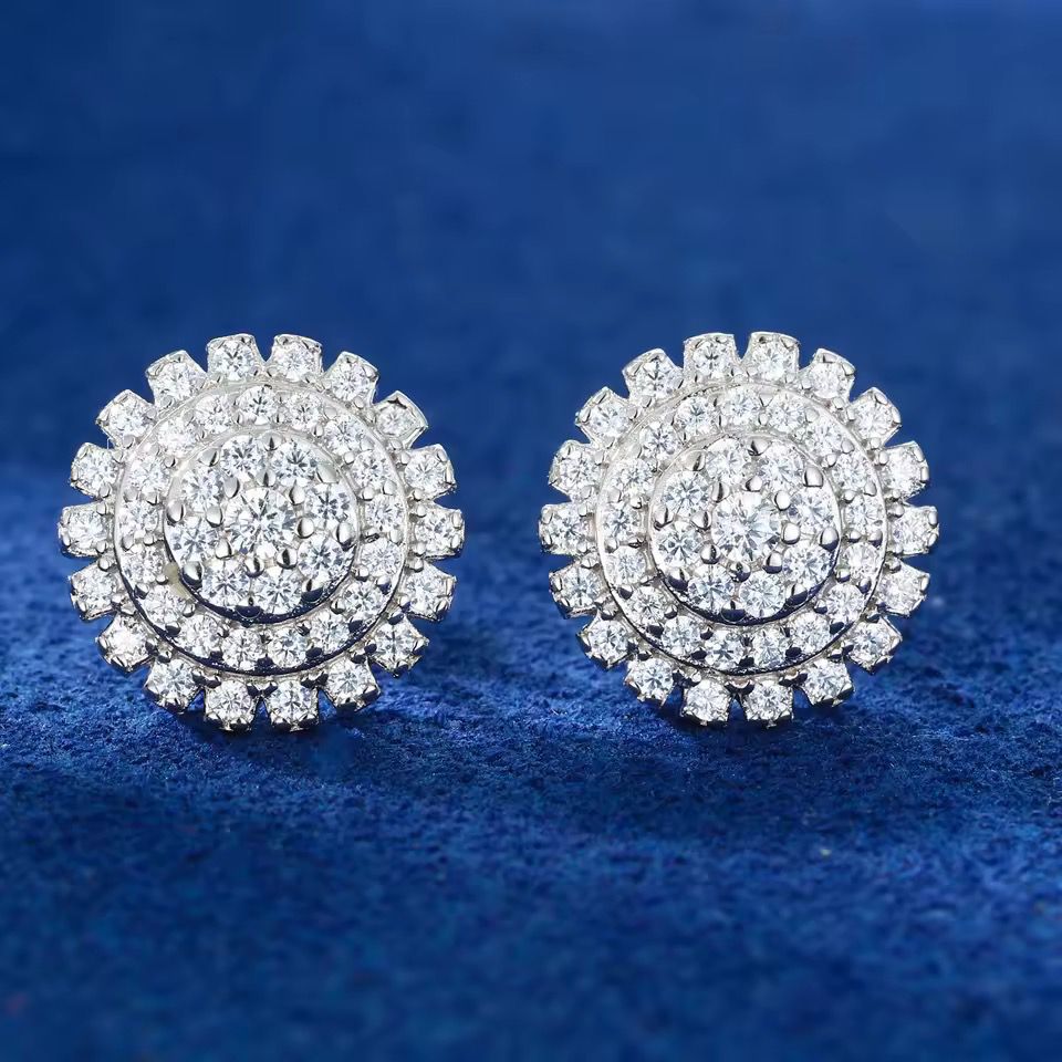 Aretes Girasol Plata Ley 925-Moissanitas