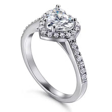 Cargar imagen en el visor de la galería, Anillo Solitario Corazón Plata Ley 925-Moissanitas
