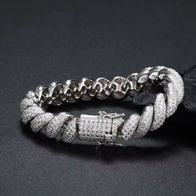 Cargar imagen en el visor de la galería, Pulsera Cubana Tejido Lazo Plata Ley 925-Moissanitas
