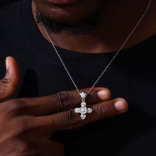 Cargar imagen en el visor de la galería, Dije Cruz + collar sencillo Plata Ley 925-Moissanitas
