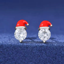 Cargar imagen en el visor de la galería, Aretes Gorro navidad Plata Ley 925-Moissanitas
