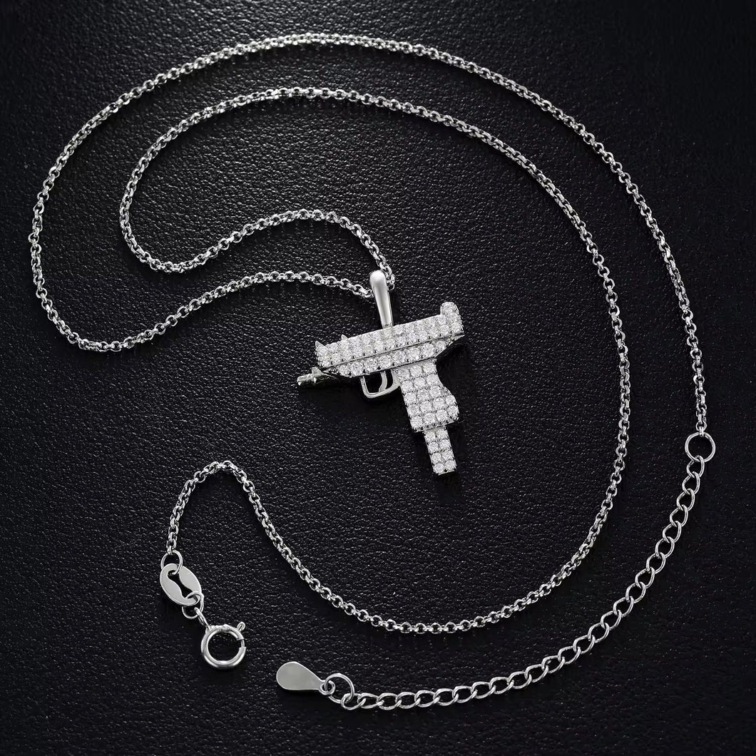Collar + Dije Arma Moissanitas-Plata Ley 925