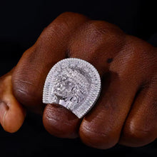 Cargar imagen en el visor de la galería, Anillo Rostro Cristo Baguette Plata Ley 925-Mioissanitas
