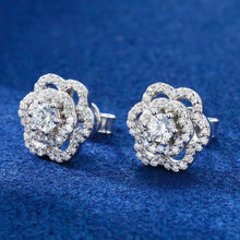 Cargar imagen en el visor de la galería, Aretes Rosa Plata Ley 925-Moissanitas
