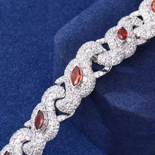 Cargar imagen en el visor de la galería, Pulsera Cubana Ojo Carmesí Plata Ley 925-Moissanitas
