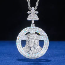 Cargar imagen en el visor de la galería, Dije Rostro de cristo Circular Plata Ley 925-Moissanitas
