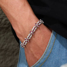 Cargar imagen en el visor de la galería, Pulsera cubana 4 puntas Moissanitas-Plata Ley 925
