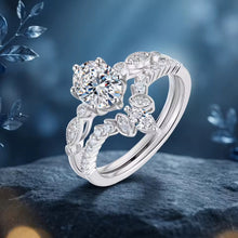 Cargar imagen en el visor de la galería, Anillos Solitarios x2 Plata Ley 925-Moissanitas
