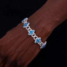 Cargar imagen en el visor de la galería, Pulsera Cubana Trébol Plata Ley 925-Moissanitas
