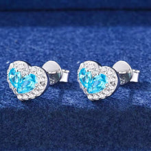 Cargar imagen en el visor de la galería, Aretes Corazón Plata Ley 925-Moissanitas
