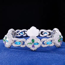 Cargar imagen en el visor de la galería, Pulsera Cubana Trébol Plata Ley 925-Moissanitas
