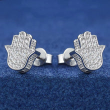 Cargar imagen en el visor de la galería, Aretes Mano Moissanitas-Plata Ley 925
