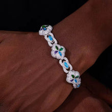 Cargar imagen en el visor de la galería, Pulsera Cubana Trébol Plata Ley 925-Moissanitas
