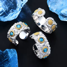 Cargar imagen en el visor de la galería, Anillo Flores Plata Ley 925-Moissanitas
