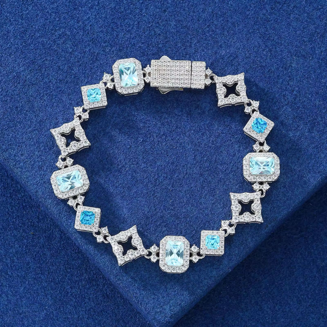 Pulsera Cubana Moissanitas-Plata Ley 925
