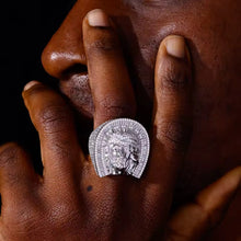 Cargar imagen en el visor de la galería, Anillo Rostro Cristo Baguette Plata Ley 925-Mioissanitas
