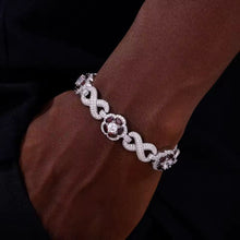 Cargar imagen en el visor de la galería, Pulsera Cubana Flor-Infinitos Plata Ley 925-Moissanitas
