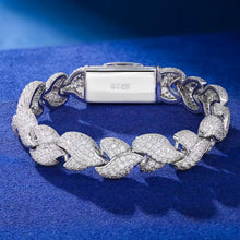 Cargar imagen en el visor de la galería, Pulsera Cubana Hojas Plata Ley 925-Moissanitas
